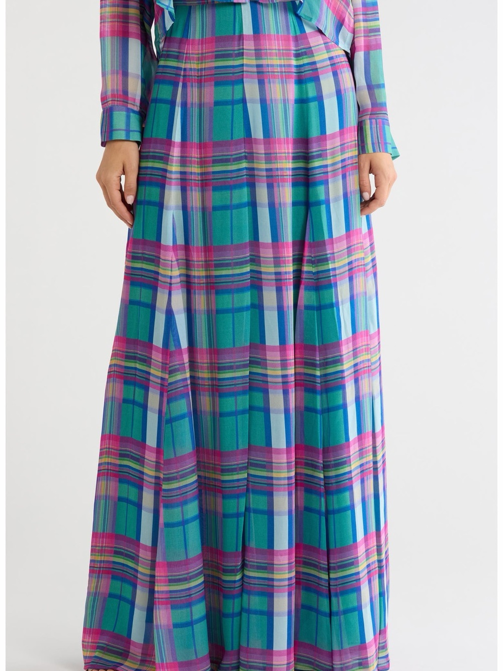 L’AGENCE Patricia Colorful Plaid Maxi Skirt 10